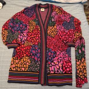Farm Rio oversized colorful belted cardigan